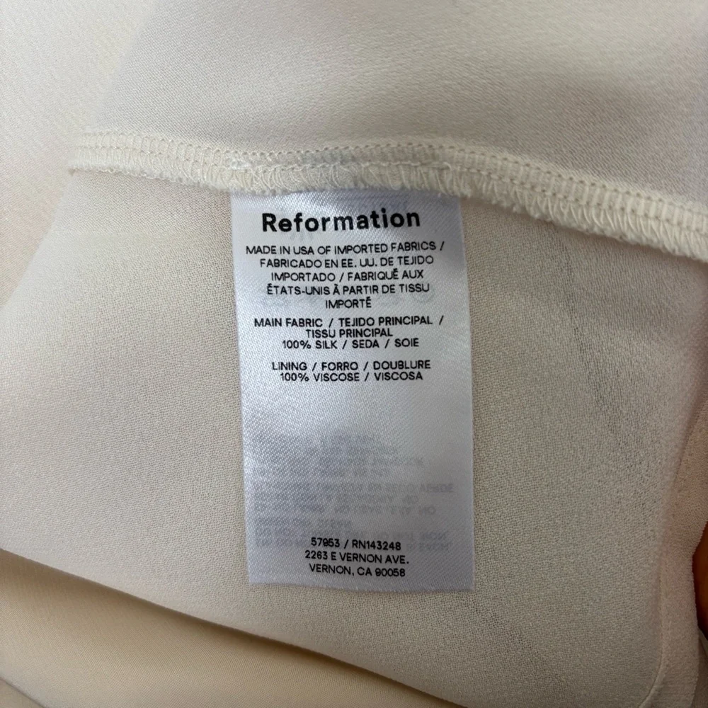 Reformation Alicyn Lace Trim Satin Slip Dress Ivory Cream Silk Size 0 - Picture 9 of 10
